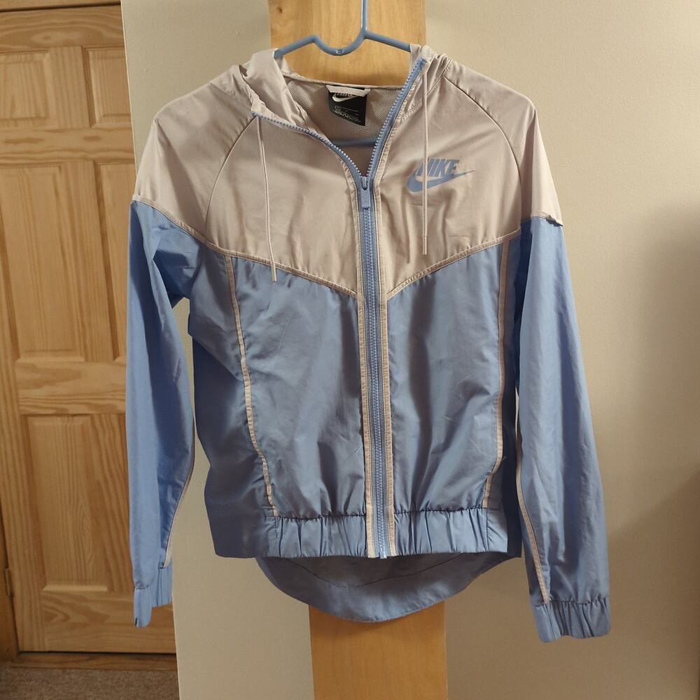 Women's small blue and white Nike Windrunner jacket
